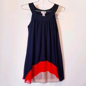 Sweet Cream Navy Orange Tank Dress Sleeveless Round Neck Breathable Women Size M